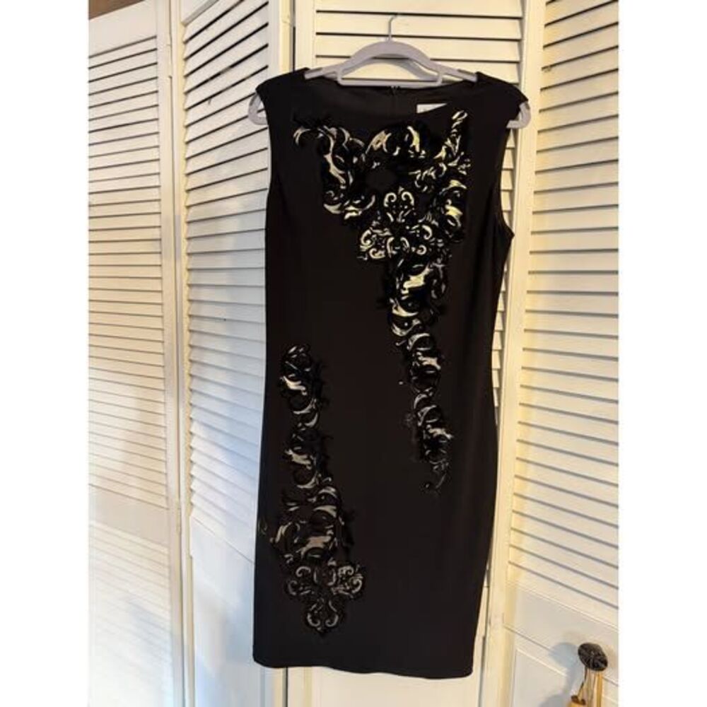Joseph Ribkoff Black Dress with Gold details Sz 10